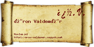 Áron Valdemár névjegykártya